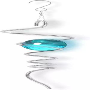 글레이징 볼 나선형 테일 윈드 스피너 스태빌라이저 스핀피니티 캐처 장식용 회전 고리 및 블루 크리스탈