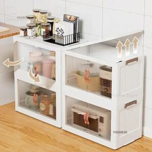 다기능 주방 캐비닛 이동식 이중 도어 로커(바퀴 포함) 가정용 가구 전자레인지 보관 플로어 랙 L