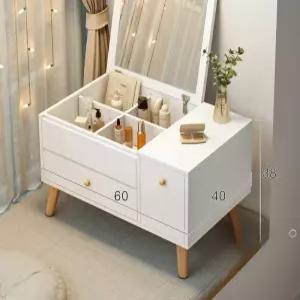 창가형 좌식 화장대 접이식 LED거울 화이트 대용량수납