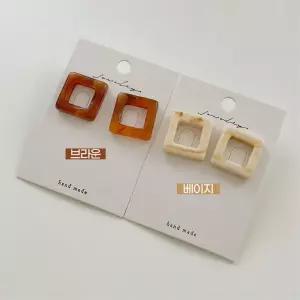 아크릴 사각 마블 호마이카 귀걸이 바캉스 소품 노멀