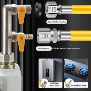 폭발 방지 천연가스 파이프 0.5/1/1.5/2/2.5m 유연한 강철 스토브 가스 라인 방충 건조기 호스 키트