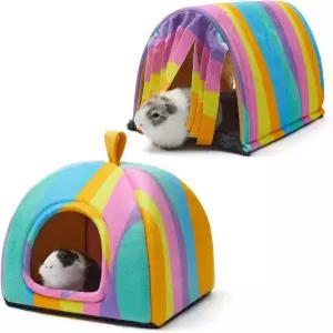 기니피그 아지트 소프트 대형 침대 터널 도어 커튼 2팩 장난감 세트 작은 동물을 위한 토끼 케이지