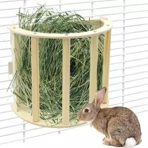 나무로 만든 기니피그 건초 사료 랙 케이지용 쉬운 충전식 토끼 공급기 작은 동물 디스펜서 걸이용 홀더
