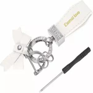 하핑턴 자동차 열쇠고리 클립 512인치 가죽 손목시계 분실 방지 D 반지 및 장착 여성용 가정용 화이트 실버