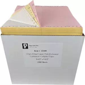 트렌디한 종이 3부화이트/캐너리/핑크 연속 공급 천공 컴퓨터 도트 매트릭스 9.5 x 5.5 인치 2400 장8.5 11