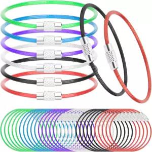 BGYTWEYTD 30개입 와이어 키체인 케이블 6인치 대형 스테인리스 스틸 키 링 ID 키퍼키링주방용품용 헤비