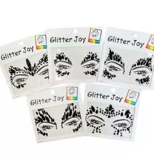 할로윈 페이스 젬 스티커 즈 바디 임시 타투 5팩 블랙