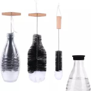 소다스트림용 BOXOB 2pcs 병 브러시 소다스트림과 호환되는 나무 손잡이가 있는 부드러운 및 스크래치 없는