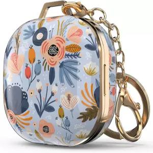 갤럭시 버즈 2프로라이브용 새로운 케이스 커버 소녀여성남성용 키 체인 클립이 있는 귀여운 패턴 하드