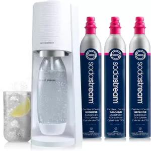 소다스트림 테라 스파클링 워터 메이커 번들 흰색 2팩 CO2 및 탄산염 병 포함