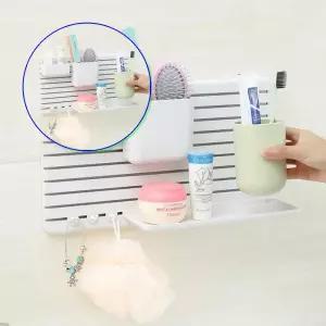 쌍문상회 튼튼한 무타공 욕실 수납선반 부착식 정리대 1P