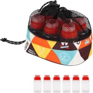 조이 6팩 빈 여행용 향신료 키트 2.7온스 플라스틱 올리브 오일 병 세트 레드 캡 간장 보관에 적합 다용도