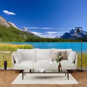 YhLHDzbb 스카이 레이크 3D 벽 벽화 스노우 마운틴 숲 껍질 및 스틱 벽지 탈착식 포스터 스티커 침실 거실
