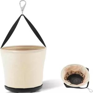 실트라이앵글 헤비 듀티 툴 캔버스 버킷 12 x 9 인치 테이퍼 월 백 14 개의 내부 포켓 두꺼운 온스