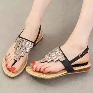 3컬러 비즈 큐빅 삼각 쪼리샌들 보석 스트랩샌달 SaE5+6JTI