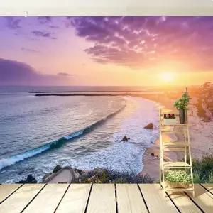 YhLHDzbb 햇빛 웨이브 3D 벽 벽화 오션 선셋 필 앤 스틱 벽지 탈착식 포스터 스티커 침실 거실 레스토랑
