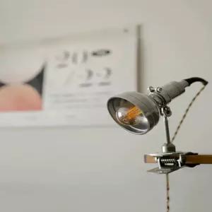 엔틱 집게조명 인더스트리얼 스틸 소형 플러그형 클램프 라이트 빈티지 공간등