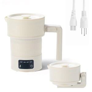 휴대용 전기 주전자-600ML 접이식 주전자 600W 여행용 온수 보일러, 4템프 프리셋, 캠핑용 등급 실리콘, 호텔, 사무실
