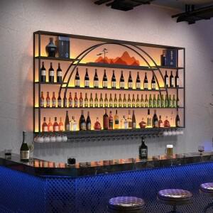 주류 쇼케이스 위스키 디스플레이 커피 주최자 가구 벽 와인 선반 바 캐비닛 병 음료 Vitrina Modern Nigh