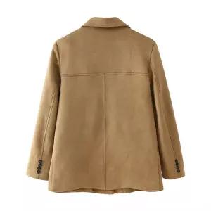 여성 가을 캐주얼 무스탕 칼라 세무 자켓 스타일 정장 긴팔 코트 KS3