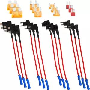 16팩 4종 퓨즈 탭 업그레이드된 12V 차량에 회로 키트 추가 표준 미니 마이크로2 및 로우 프로파일 범용