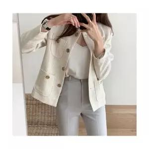 여자 하프 봄 코트 프렌치 라운드 트위드 BE1