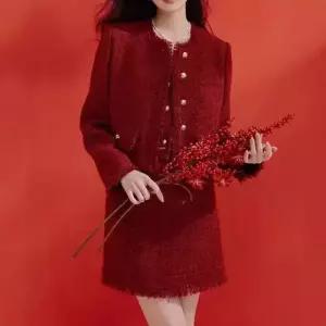 여자 하프 봄 코트 트위드 라운드 설날 적외선 BE1