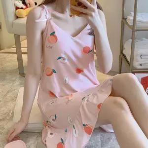 캡 여성 홈웨어 잠옷 원피스 브라 하프피치 내장 여름