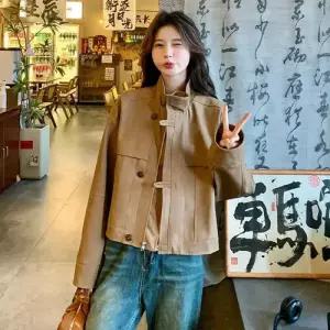 엘럽 가을 빈티지 여성 자켓 메일라드 숏 코트 세무 무스탕 가죽 박템3