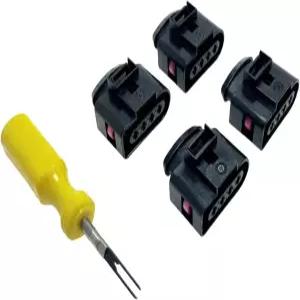 하이수안 4Pcs 점화 코일 커넥터 수리 키트 4B0973724 A3 A4 A8 올로드 Q3 Q7 RS4 S6 비틀 CC 에오스 골프