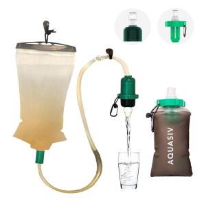 아쿠아시브 그래비티 워터 필터 키트 HFM 카본 프리 휴대용 스퀴즈 파우치 신뢰 있는 캠핑 및 하이킹 DS-RW