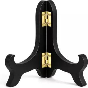 핀타브 나무 이젤 접시 홀더 4인치 검은색 스탠드 디스플레이 사진 아트워크 선반 데스크톱 장식용 장식품