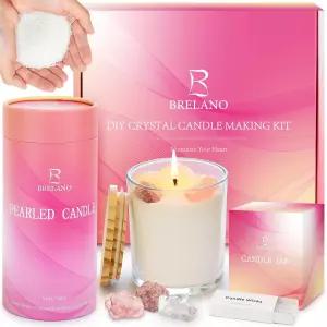 브렐라노 진주 양초 샌들 발렌타인 선물 세트 - 18온스 샌드 왁스 30개의 면 윅 3개의 천연 크리스탈 및