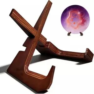 LUBKIVZA 조절 가능한 나무 접시 받침대 - 책 사진 명판 장식 접시(1팩 갈색)를 위한 6.8인치 홀더