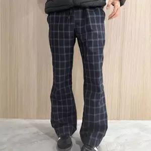 남성용 팬츠 캐주얼 빈티지 어쩌다 일자 통 체크 면린넨 보니 유행1