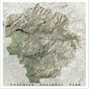 3DTOPO 요세미티 국립공원 36x44 인치 지형도