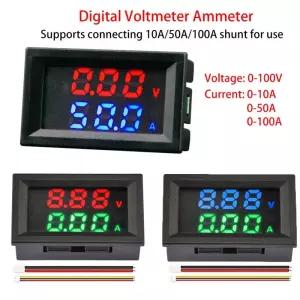 검침기 검전기 DC 4-30V 10A 50A 100A 디지털 전압계 전류계 0-100V 0-100A 전류 측정기 전압 테스터 LED