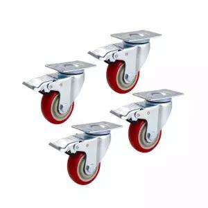 손수레바퀴 4개 5인치 캐스터 고하중 360도 회전 ° 회전식 무소음 브레이크 바퀴 가구 내마모성 사무실 트