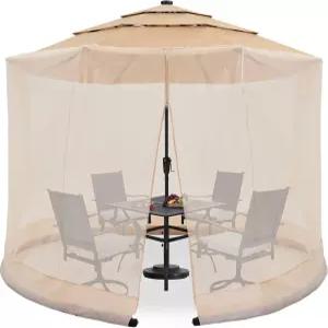 지퍼 도어와 워터 튜브 베이지가 있는 쿠쉐이드 9-11피트 파티오 우산 그물망