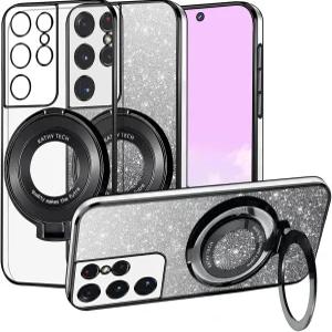 삼성 갤럭시 S21용 카이네비 폰 케이스 MagSafe 실리콘 커버와 호환되는 링 스탠드 포함 S21 울트라 블링용