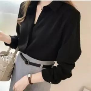 [다잇템] 여성 클래식 시폰 사무복 실크 긴팔티 블라우스