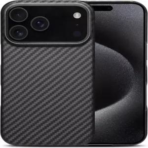 17 프로 맥스용 GIMENOHIG 아라미드 탄소 섬유 케이스 MagSafe에 적합 알루미늄 합금 금속 렌즈 보호 블랙