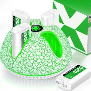 충전식 Xbox Series X S 배터리 4 x 4080mWh One/Xbox One/X/S/Elite용 Xvetaecho 컨트롤러 팩 충전기