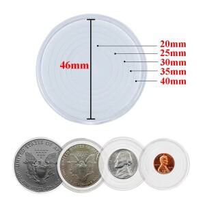 48PCS 46mm 캡슐, 폼 개스킷 및 보관 정리 가방 포함 (20/25/30/35/40/46mm 기념품/오래된 동전 수집 용품
