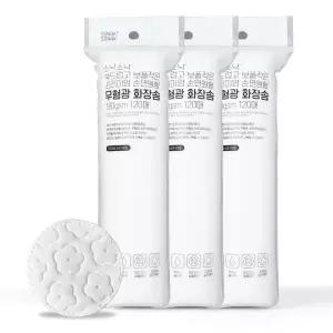 소낙소낙 부드럽고 보풀적은 프리미엄 순면원형 무형광 화장솜 180gsm 120매 X 3세트