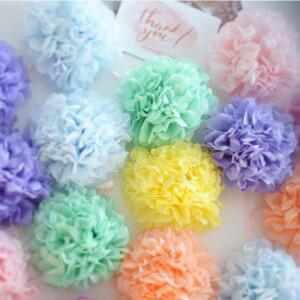 5Pcs 티슈 페이퍼 Pompoms 꽃 화환 웨딩 장식 DIY 종이 공 베이비 샤워 생일 파티