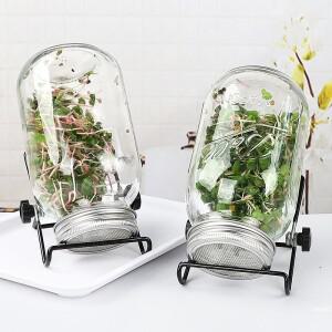 넓은 입구 플라스틱 새싹 덮개, 식물 발아용 콩 묘목 배수망이 있는 항아리 거름망 뚜껑, 정원 재배용