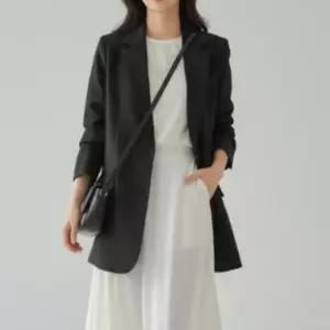여성 폴리스판 싱글버튼 간절기 롱코트