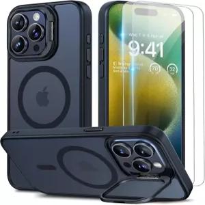 15 프로 케이스용 하이레카 내장 카메라 스탠드 매그세이프용 2개 스크린 프로텍터 장착 매트 뒷면 커버