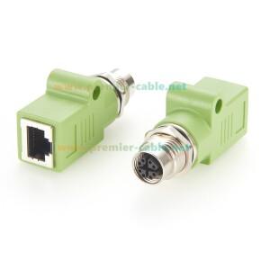 M12 X 코드 8핀 암 커넥터에서 RJ45 이더넷 어댑터로 변환, IP67 차폐 패널 장착형 벌크헤드 패스스루 소